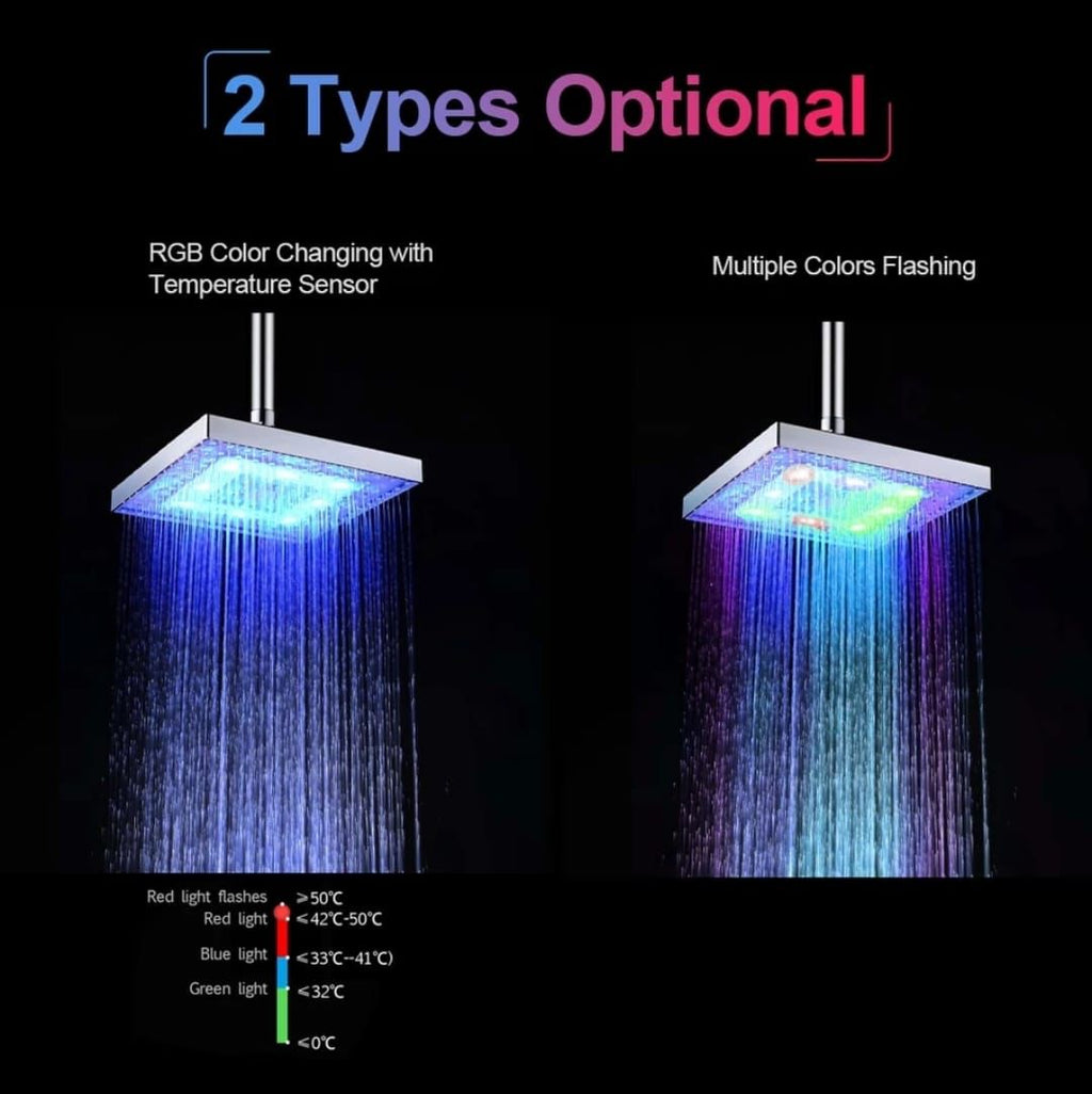 LED Colour-Changing Shower Head – Temperature-Sensitive Light Display