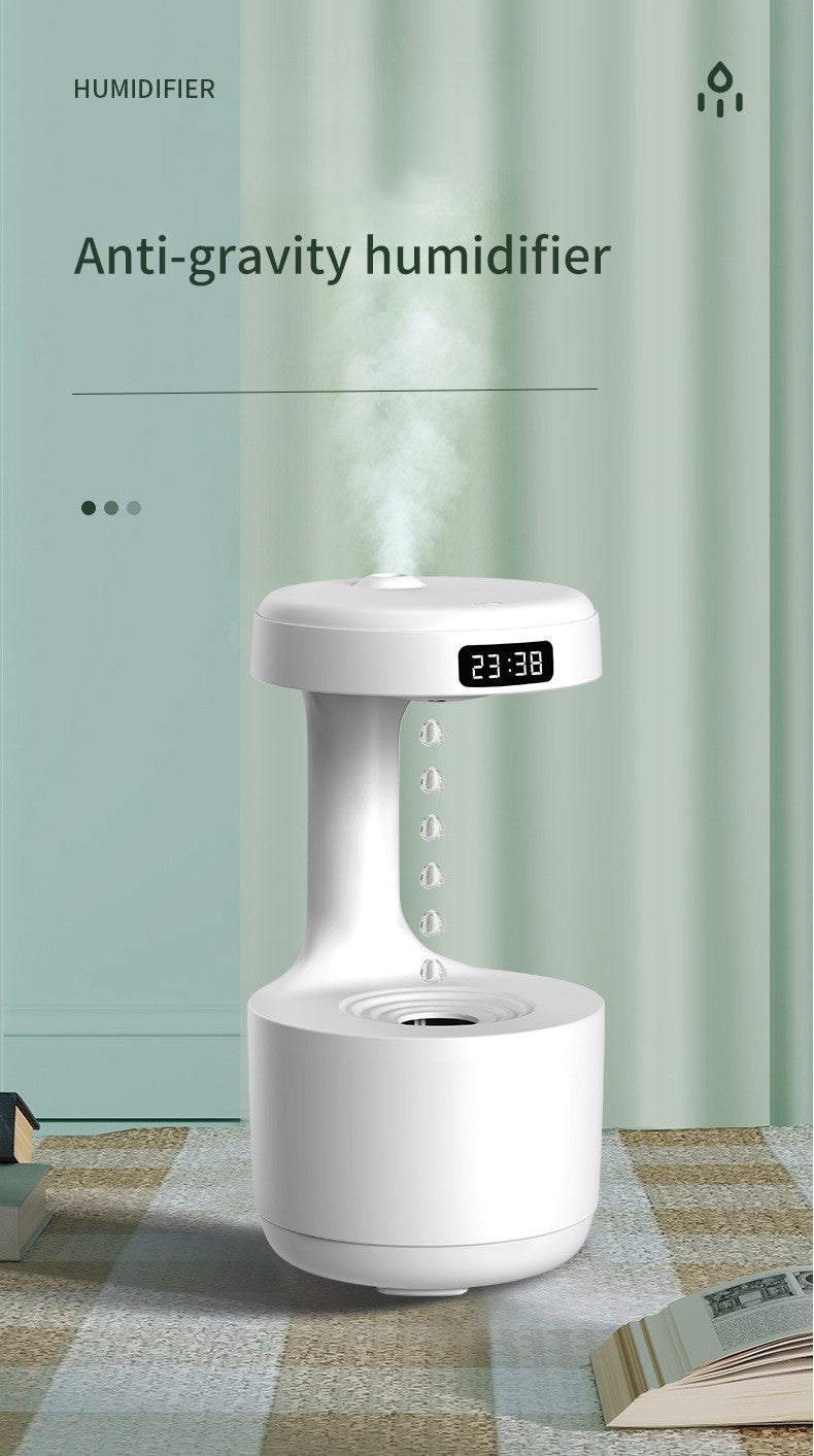 Anti-Gravity Water Drop Humidifier with LED Clock Display