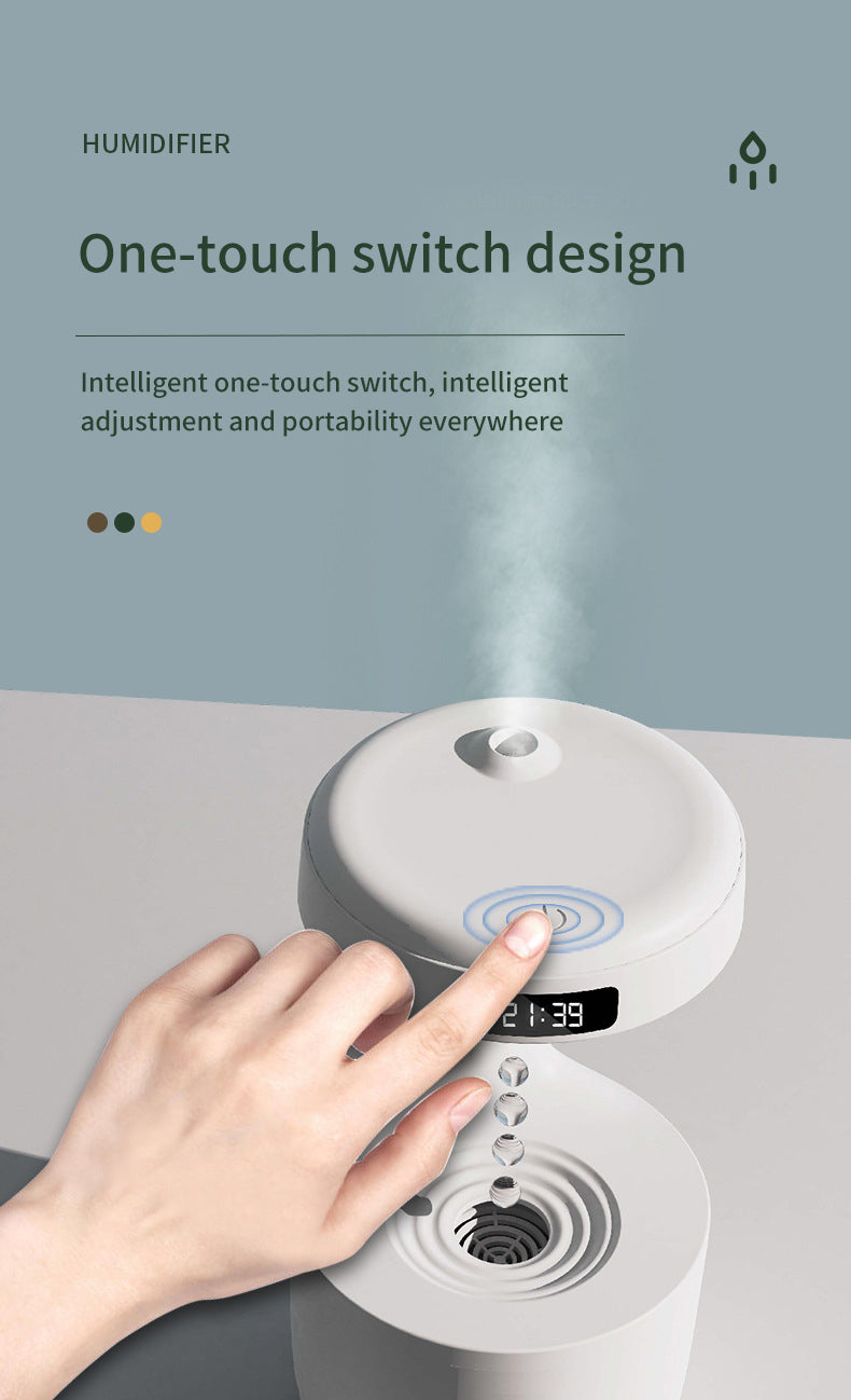 Anti-Gravity Water Drop Humidifier with LED Clock Display