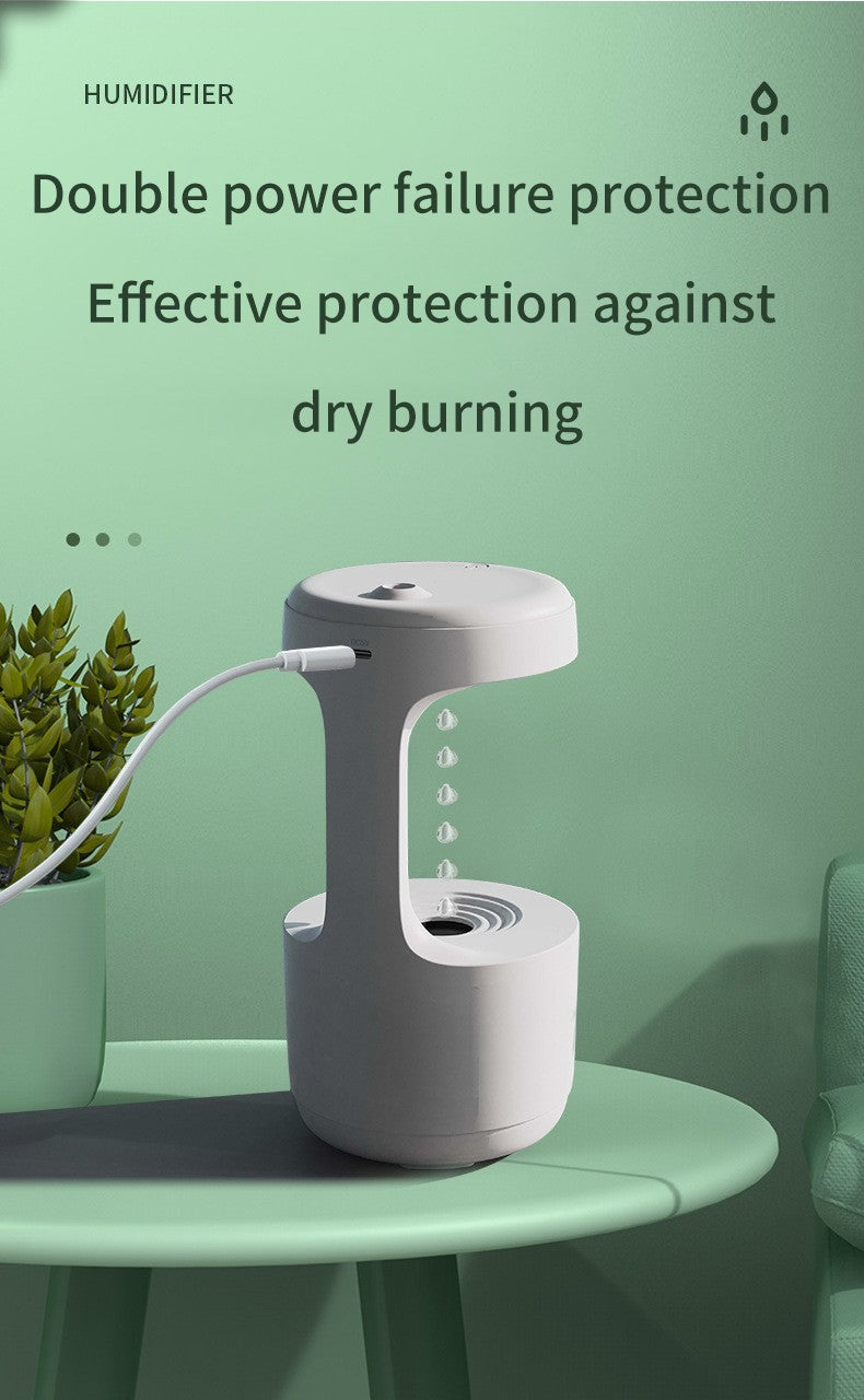 Anti-Gravity Water Drop Humidifier with LED Clock Display