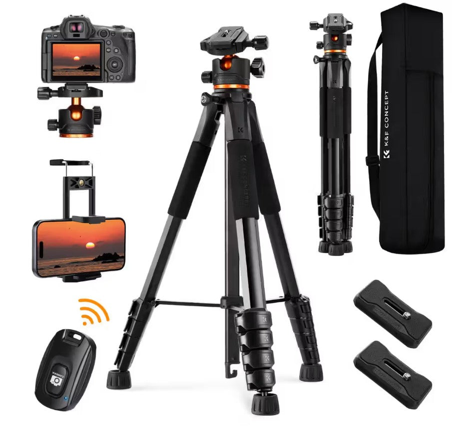 K&F Concept Smart Lightweight Camera & Phone Tripod – 8kg Load Capacity, Travel‑Friendly Design