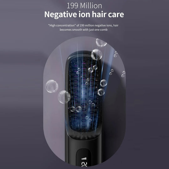 LCD Wireless Rechargeable Hair Straightening Comb – Ionic Styling Brush