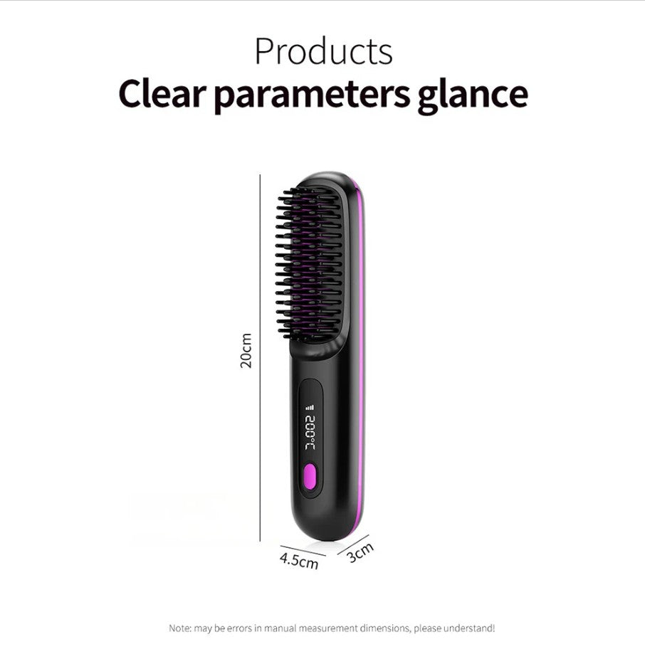 LCD Wireless Rechargeable Hair Straightening Comb – Ionic Styling Brush