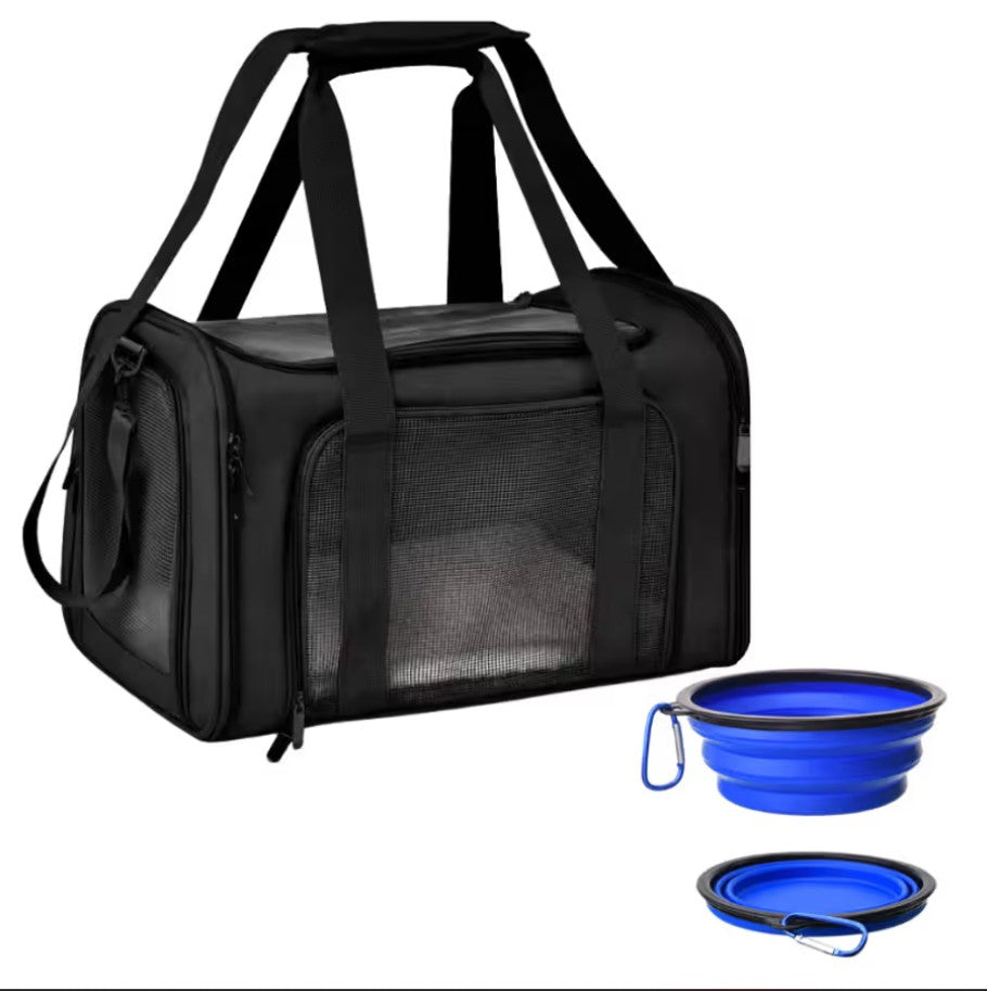 Pet Ventilated Collapsible Portable Mesh Carrier – Travel Comfort for Cats & Dogs