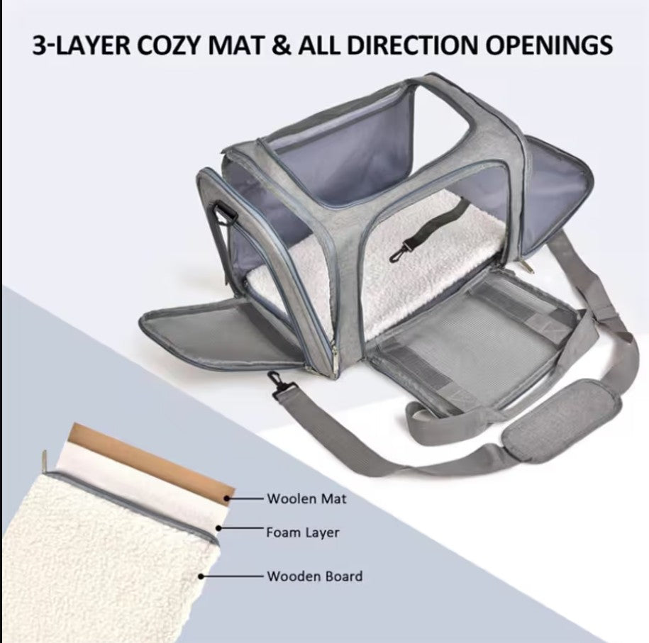 Pet Ventilated Collapsible Portable Mesh Carrier – Travel Comfort for Cats & Dogs