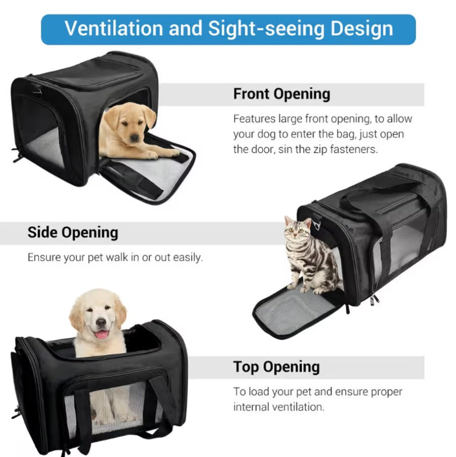 Pet Ventilated Collapsible Portable Mesh Carrier – Travel Comfort for Cats & Dogs