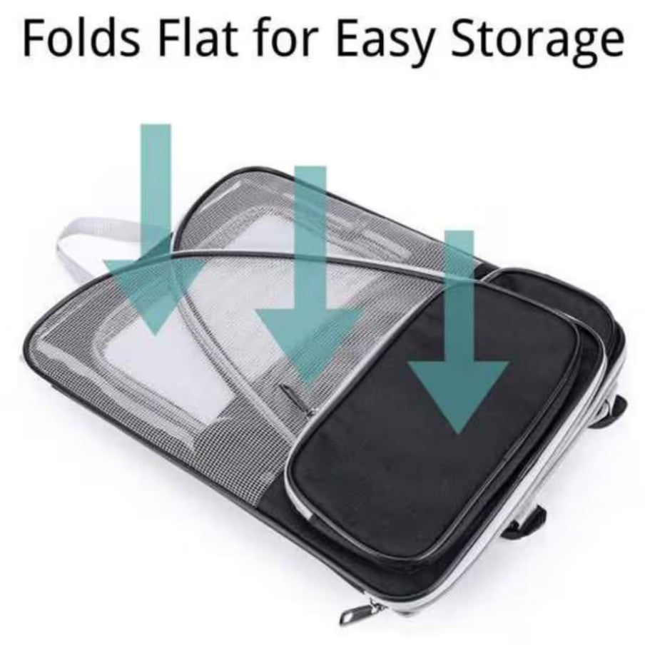Pet Ventilated Collapsible Portable Mesh Carrier – Travel Comfort for Cats & Dogs