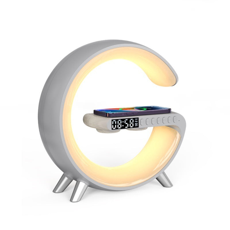 Luxury G‑Shaped LED Atmosphere Lamp with Bluetooth Speaker & Wireless Charger