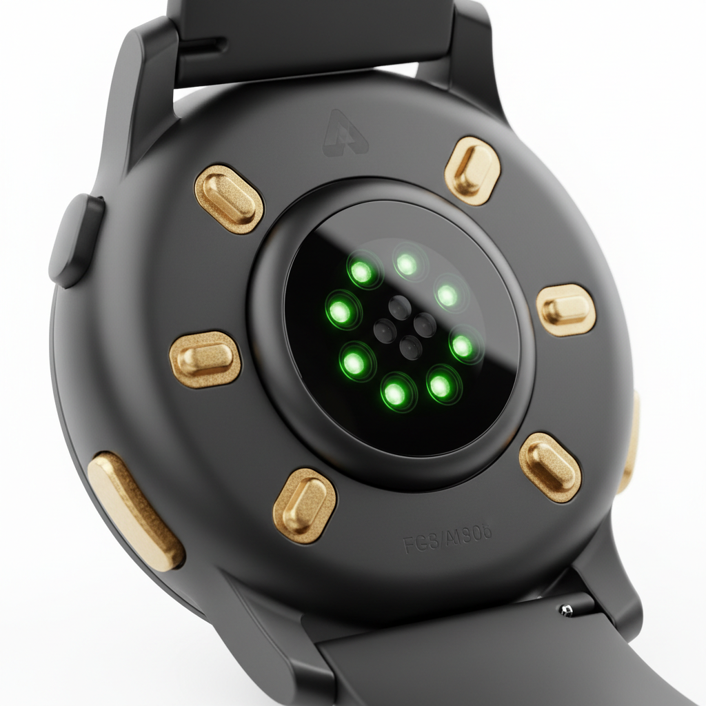 "C21 Smart Watch underside showing heart rate sensor and charging contacts"